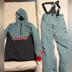 Spyder Blue and Gray Ski Jacket and Pants Set